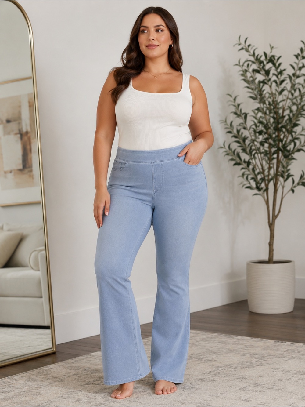 NWOT/EUC XL HALARA Women’s Boot Cut Jeans - Light Blue